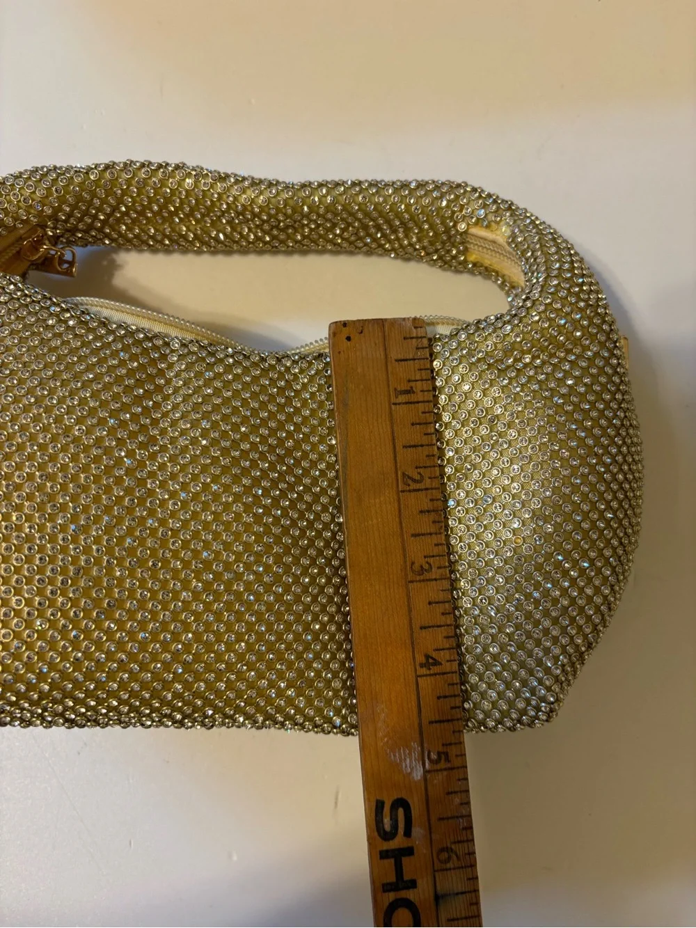 Crystal Mesh Gold Evening Clutch with Top Handle